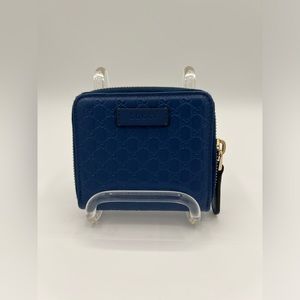 Gucci Blue Gussima Leather Wallet | Zip around style | NWT